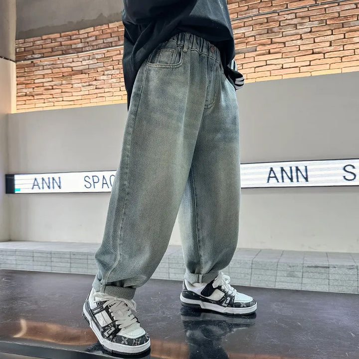 Damen lässige Baggy-Jeans mit einzigartigem Comic-Print Drune