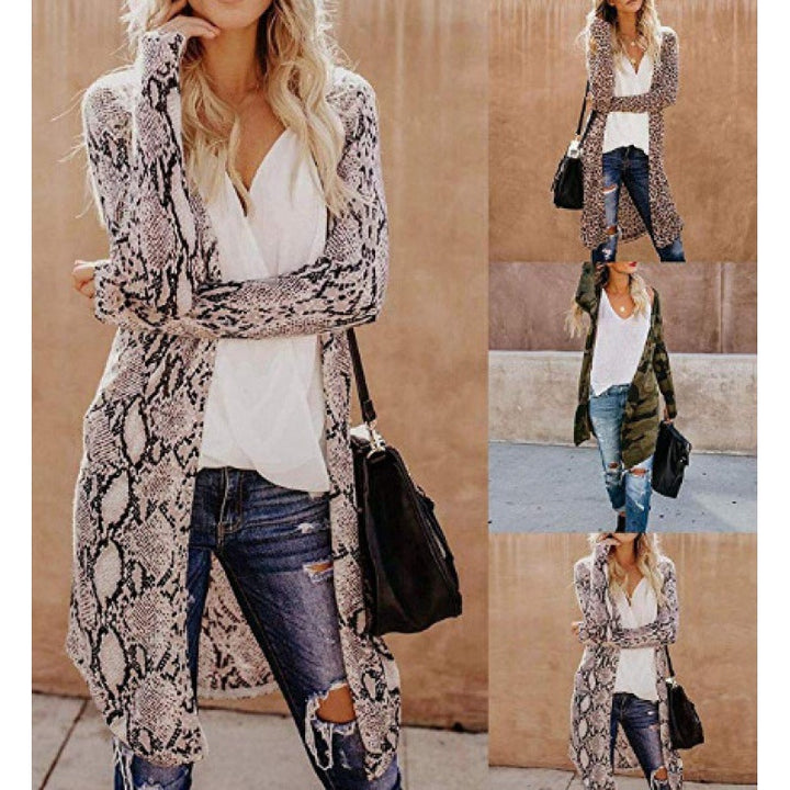 Damen Langarm Strickjacke im Schlangenoptik Design Drune