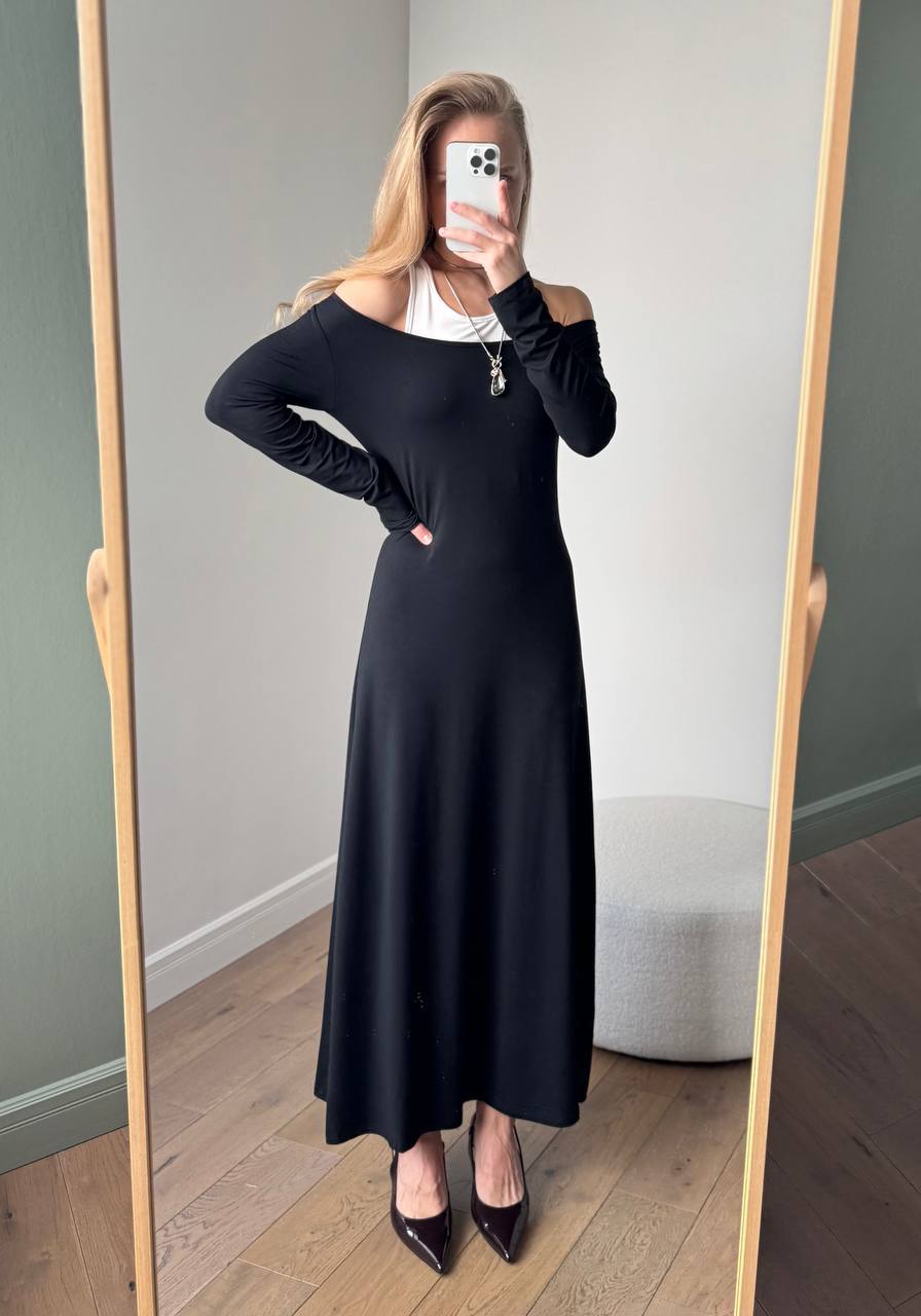 Damen Modisches Maxikleid mit schulterfreiem Design Drune