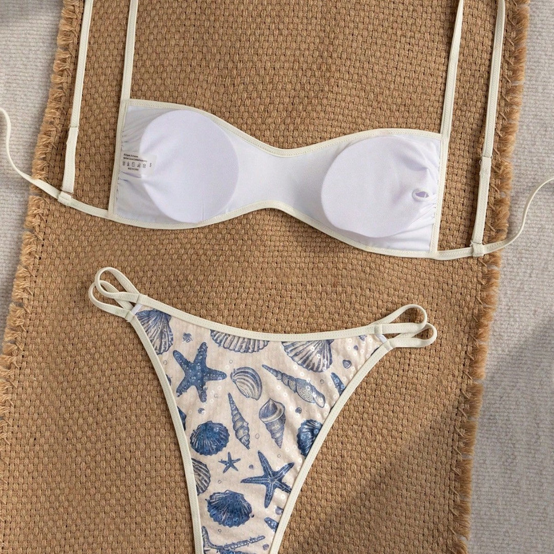 Damen Bandeau-Bikini mit maritimem Muschel-Motiv Drune