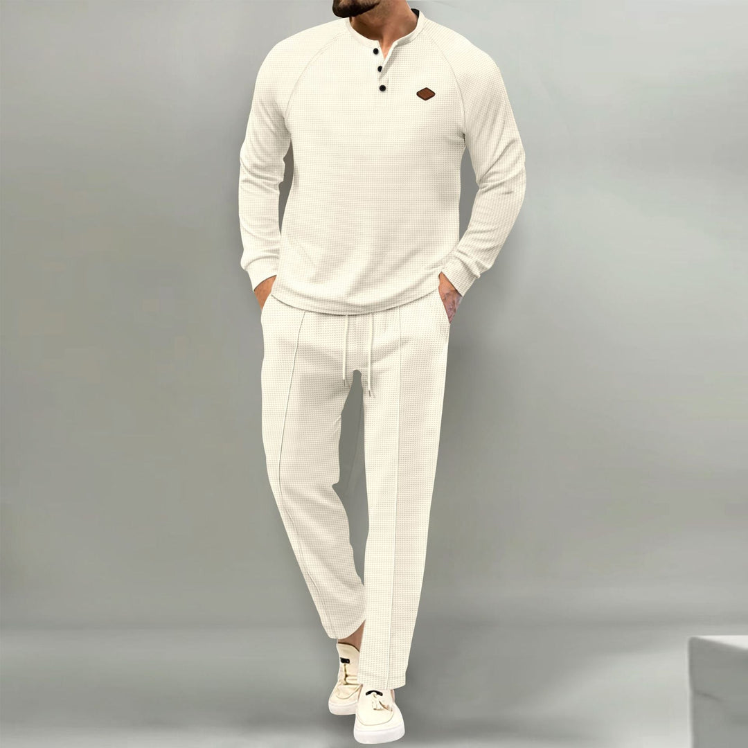 Herren hochwertiger Freizeitanzug mit Knopfleiste und eleganten Taschen Drune