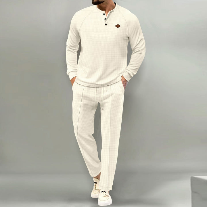 Herren hochwertiger Freizeitanzug mit Knopfleiste und eleganten Taschen Drune