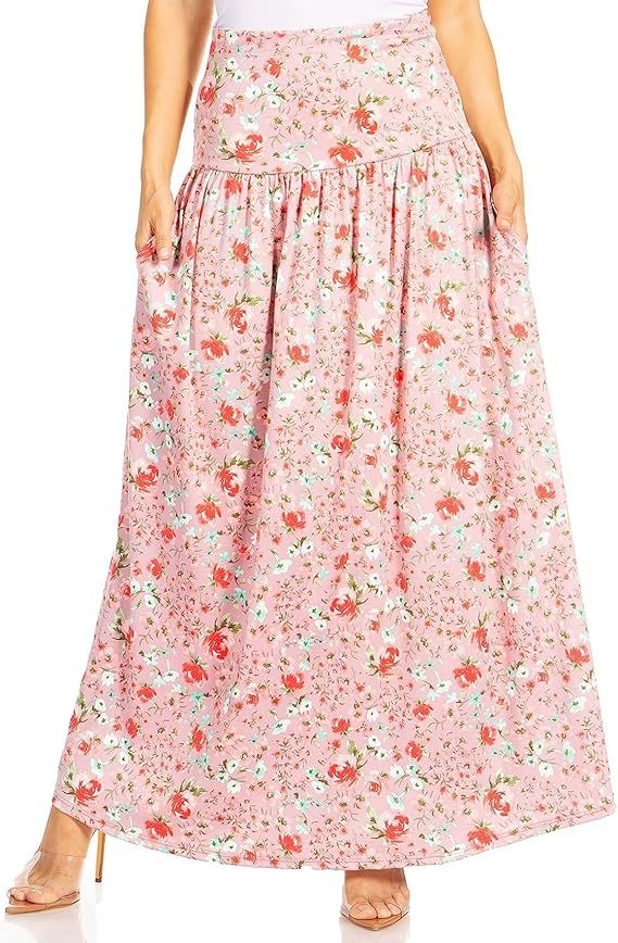 Damen Maxi-Rock mit elastischem Bund und Taschen Drune