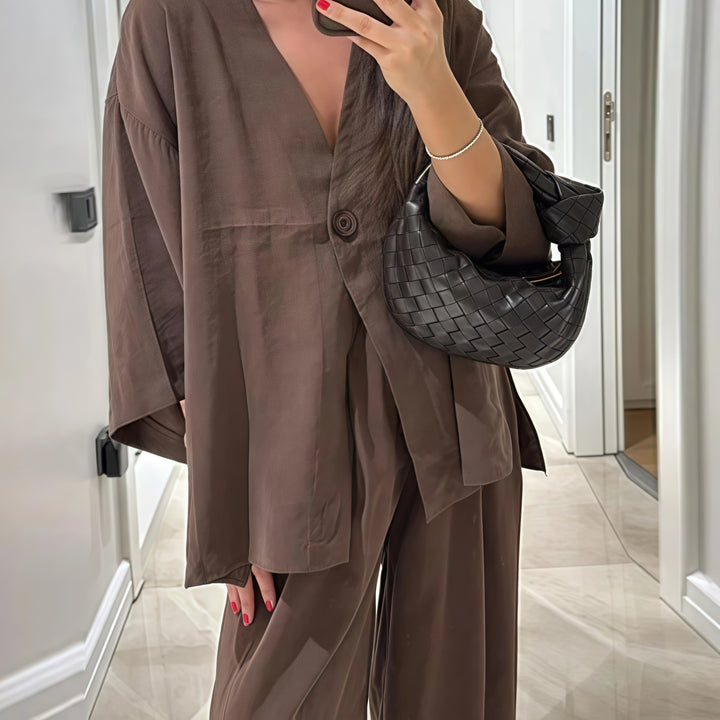 Damen Elegante Kimono-Jacke mit weiten Ärmeln und lockerer Passform Drune