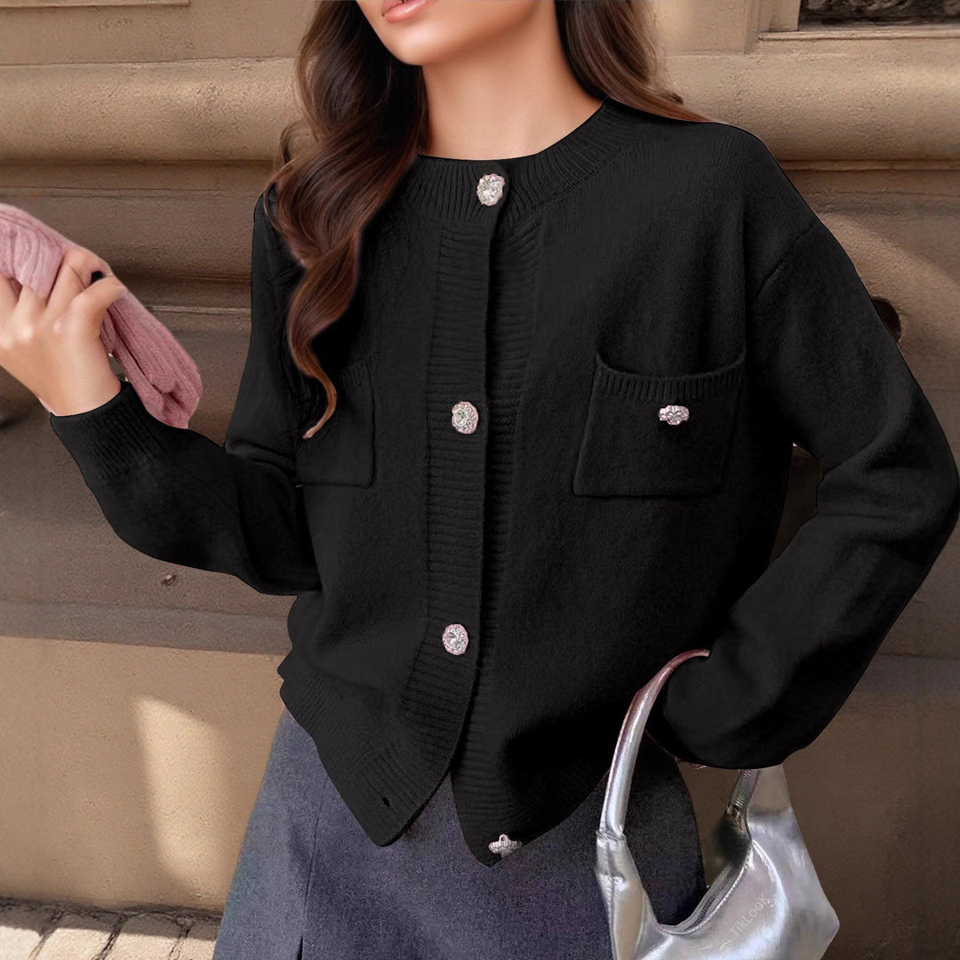 Drune | Strickjacke Wollmischung Lockere Passform Knöpfe Dekorative Taschen