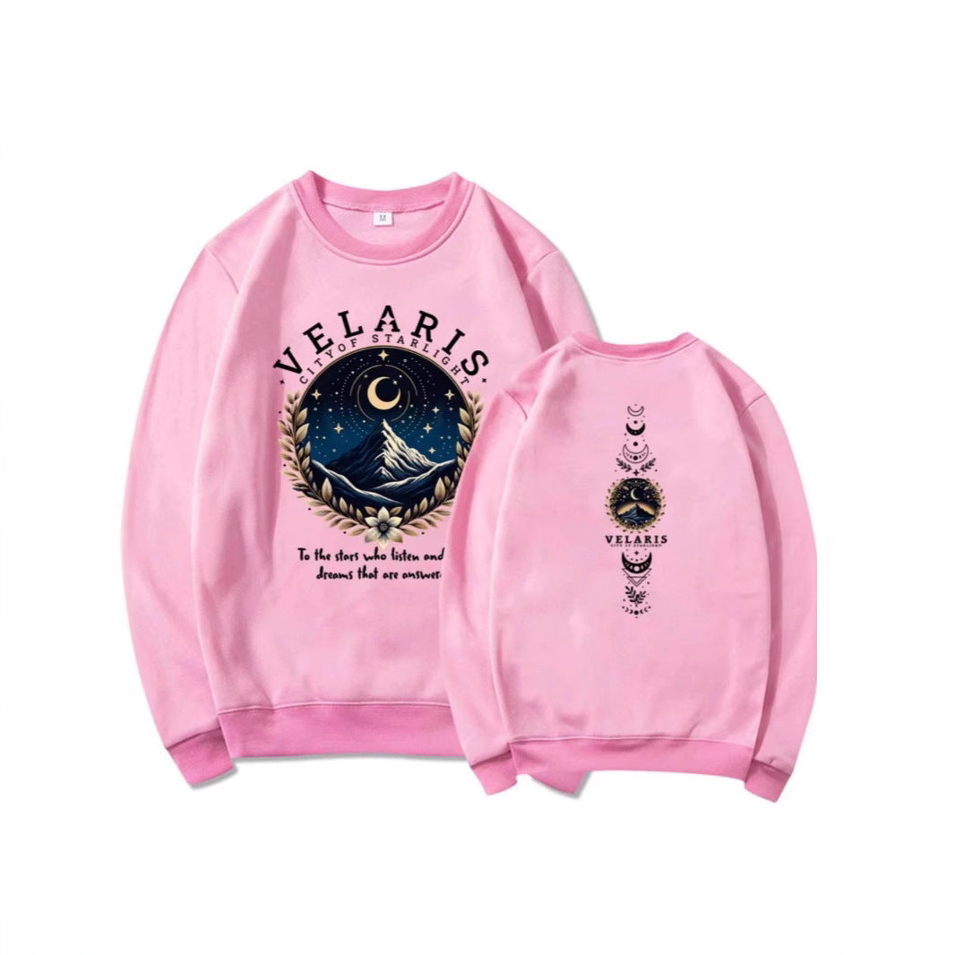 Damen Sweatshirt mit künstlerischem Nachthimmel-Motiv Drune