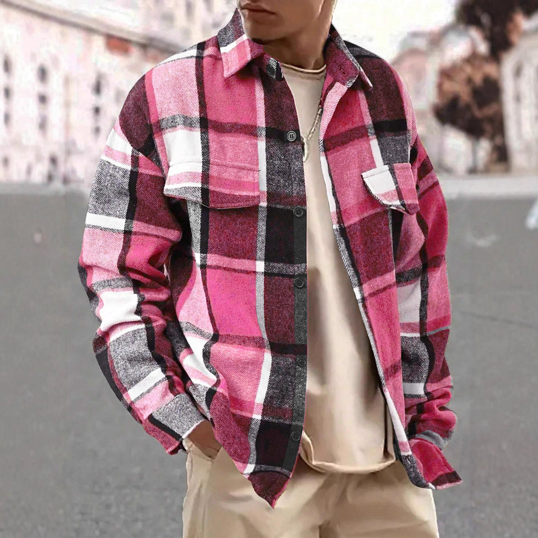 Herren nan weite Karo-Hemdenjacke aus weichem Flanell mit aufgesetzten Brusttaschen Drune