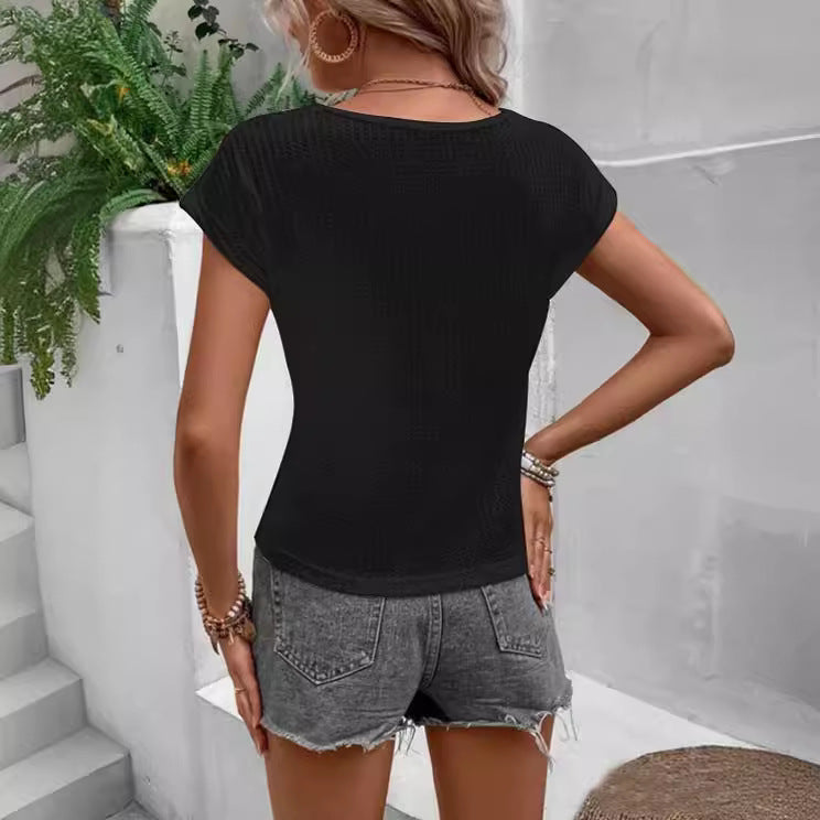 Damen modisches Oberteil mit floralem Detail Drune