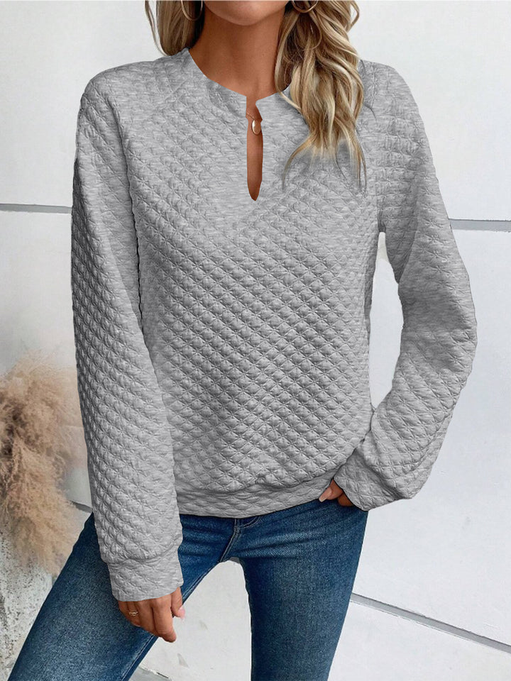 Damen Sweatshirt mit strukturiertem Steppdesign und modischem Ausschnitt Drune