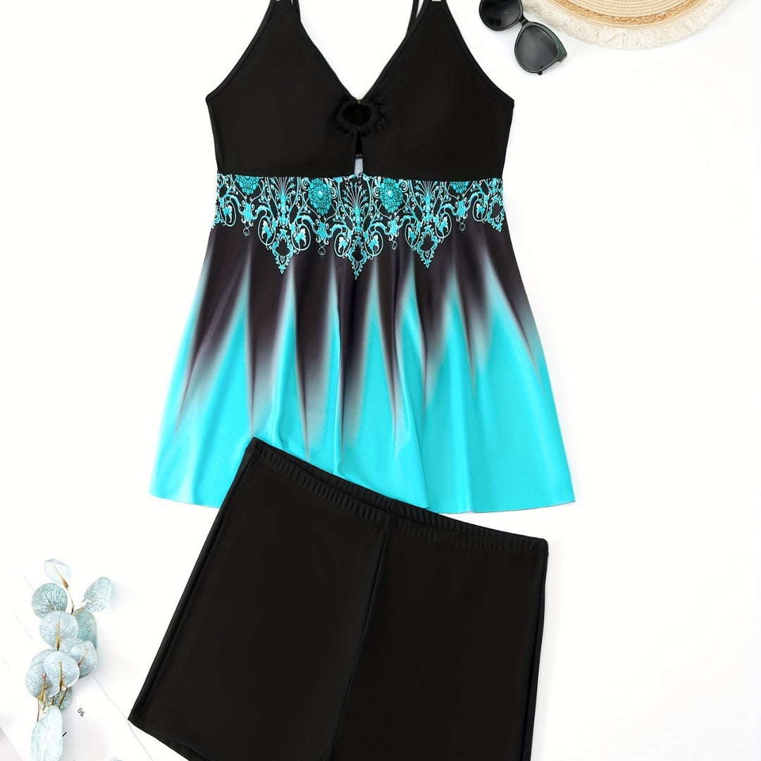 Damen Tankini-Set mit elegantem Muster und komfortablen Shorts Drune