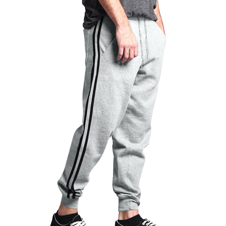 Herren sportliche Jogginghose mit seitlichen Kontraststreifen und elastischem Bund Drune