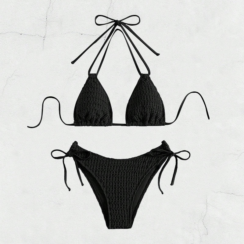 Damen Dreieck-Bikini mit verstellbaren Bindebändern und trendy Häkel-Design Drune