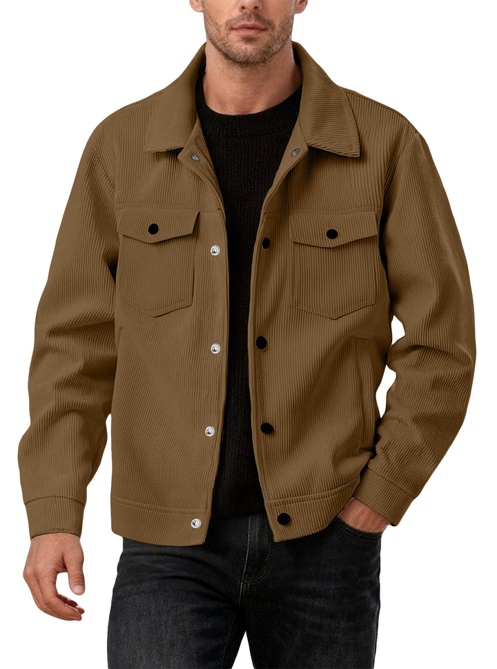 Herren nan Cordjacke im klassischen Arbeiterjacken-Schnitt mit Druckknöpfen und Brusttaschen Drune