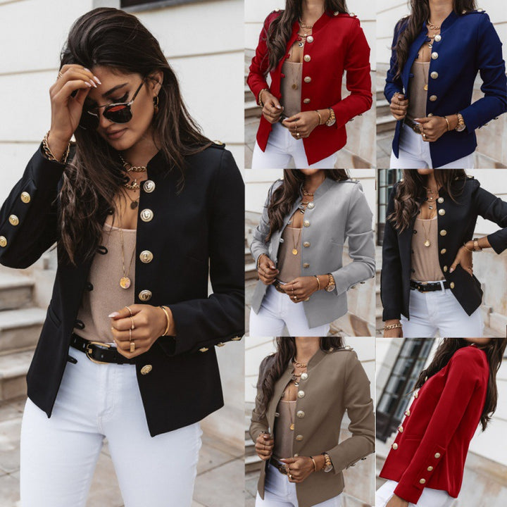 Damen modischer Blazer mit knopfverzierten Details Drune