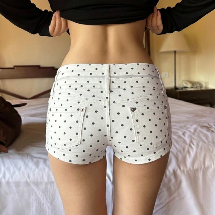 Damen Modische Shorts mit zeitgemäßem Punktedesign und hohem Bund Drune