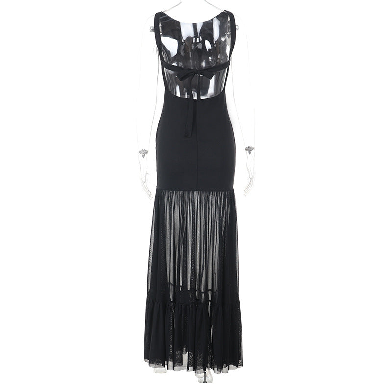 Damen Maxikleid mit transparentem unteren Saum Drune