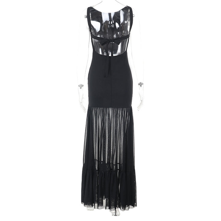 Damen Maxikleid mit transparentem unteren Saum Drune