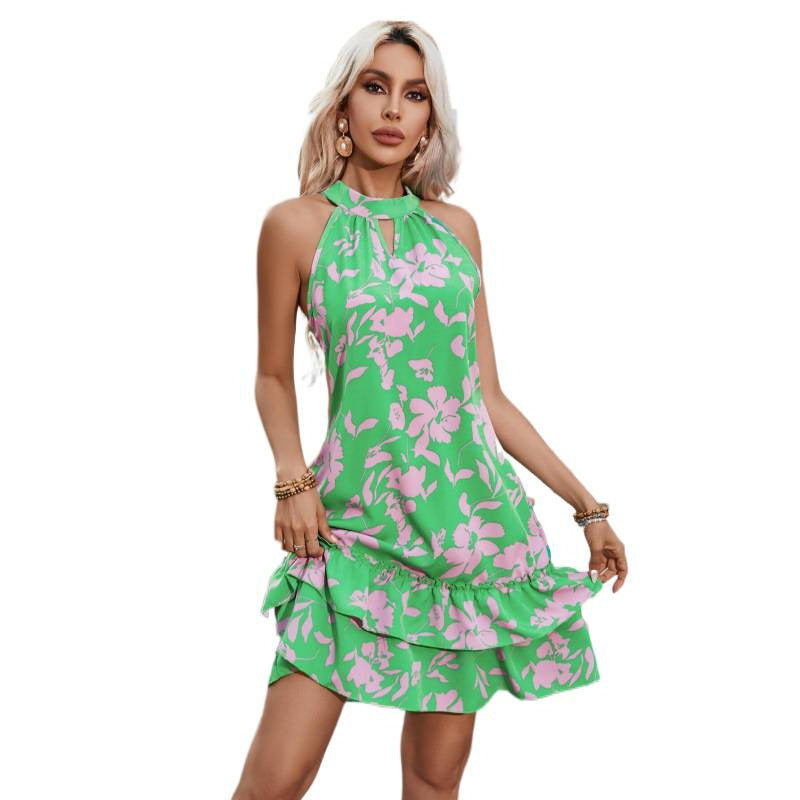 Damen Sommerliches Strandkleid mit Rüschen und attraktivem Blumenmuster Drune
