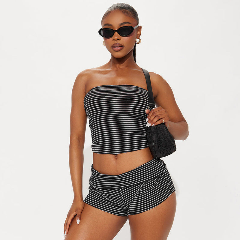 Damen Bandeau Oberteil und Shorts Set Drune