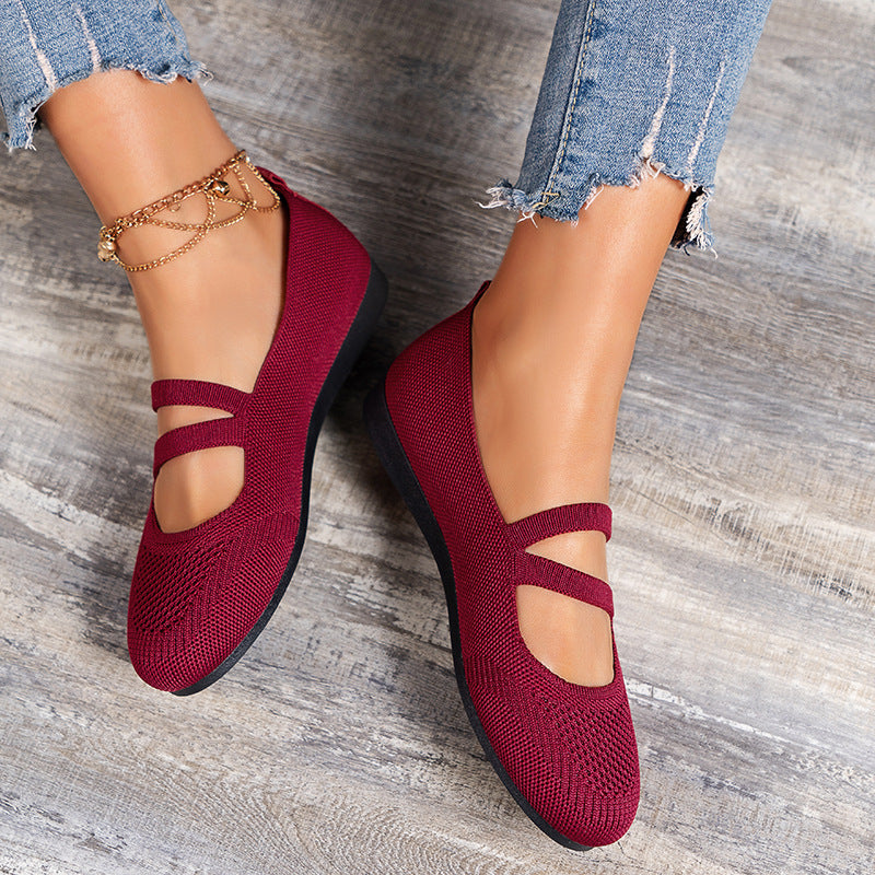 Drune | Flache Slipper Mit Riemen Über Dem Spann Und Flacher Sohle Für Damen