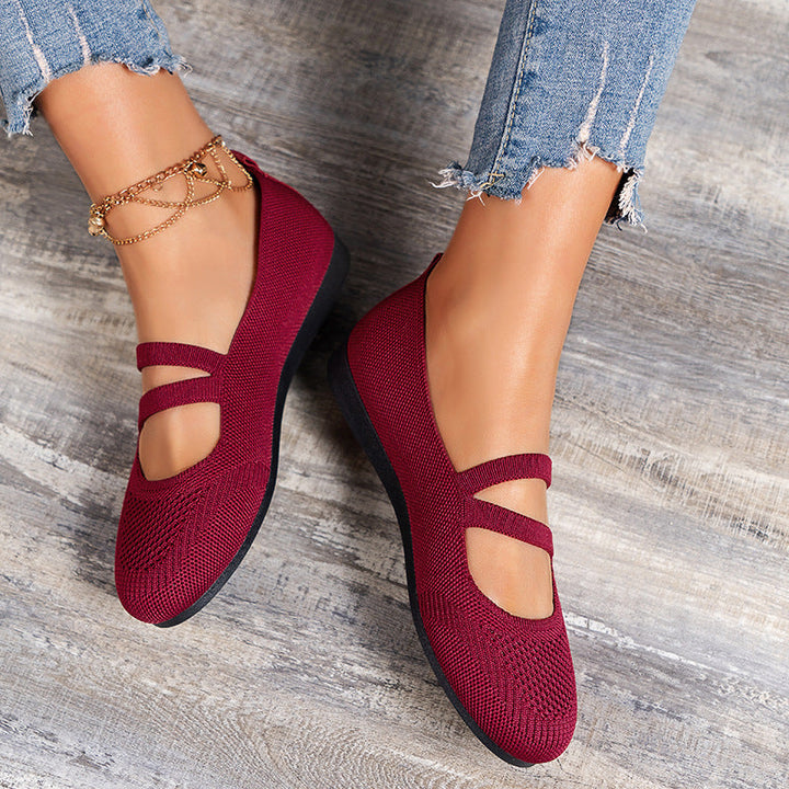 Drune | Flache Slipper Mit Riemen Über Dem Spann Und Flacher Sohle Für Damen