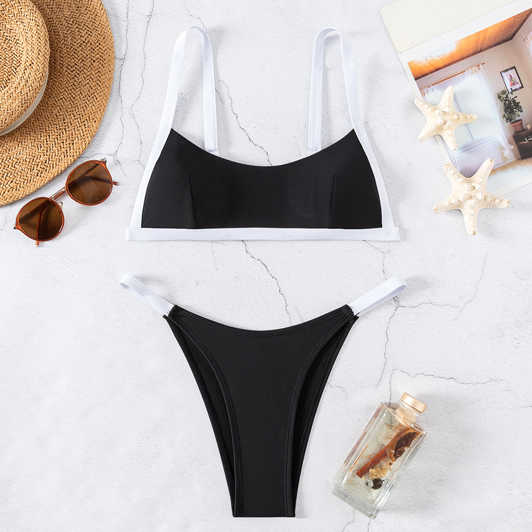 Damen Sportlicher Bikini-Set mit Kontrastdetails Drune