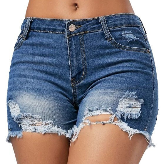 Damen Destroyed Denim Shorts Drune
