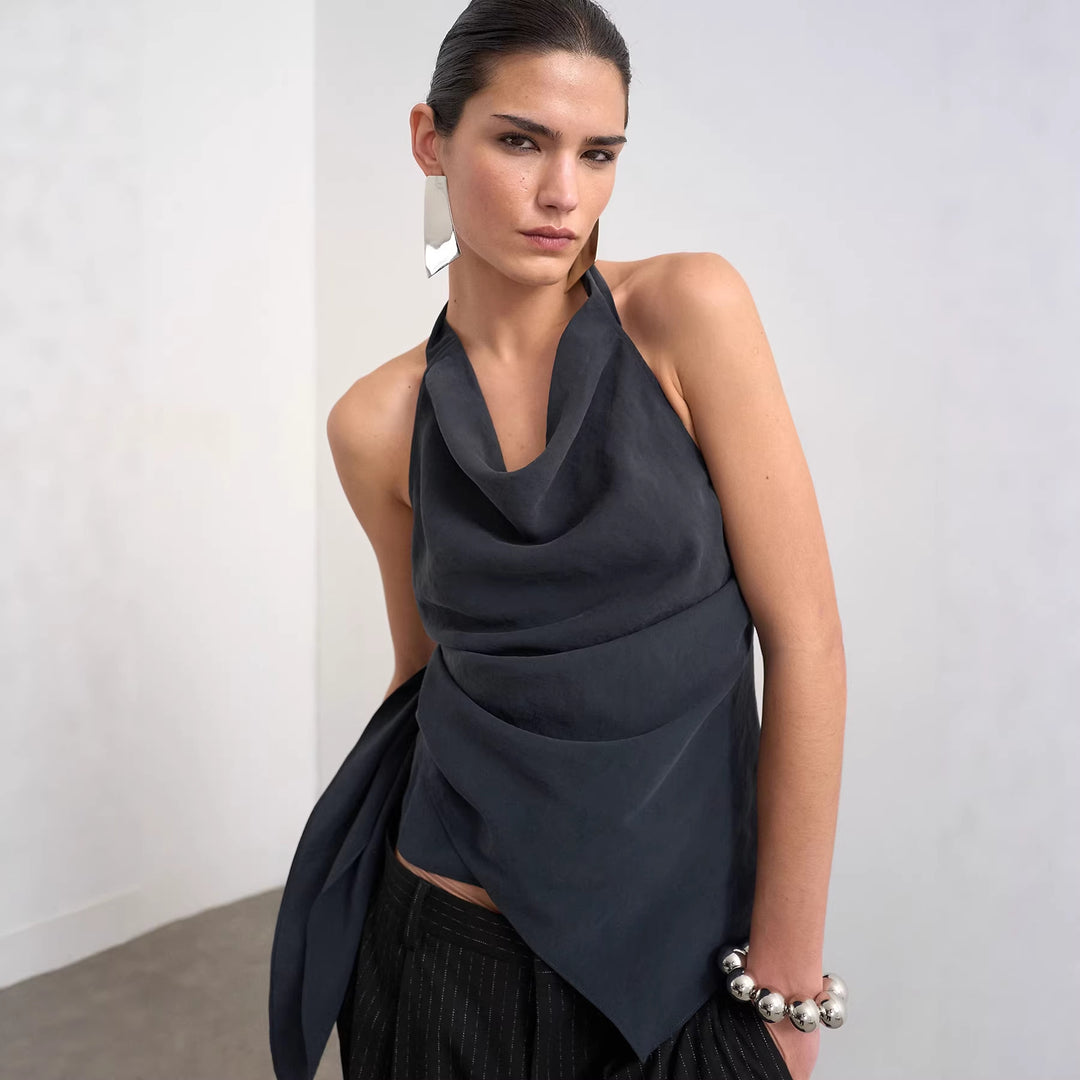 Damen Elegantes Wickeltop mit asymmetrischem Saum Drune