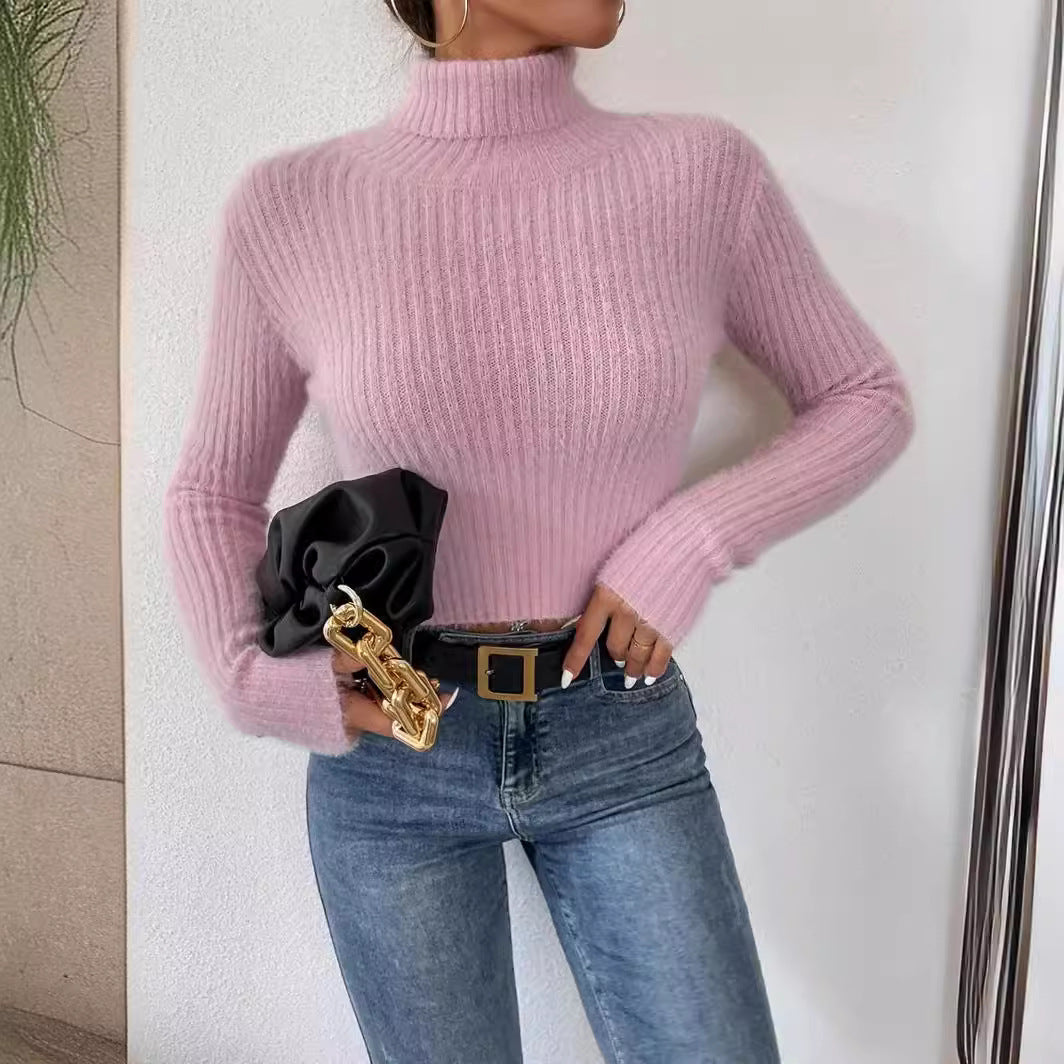 Damen Feinstrickpullover mit Stehkragen und modernem Rippdesign Drune