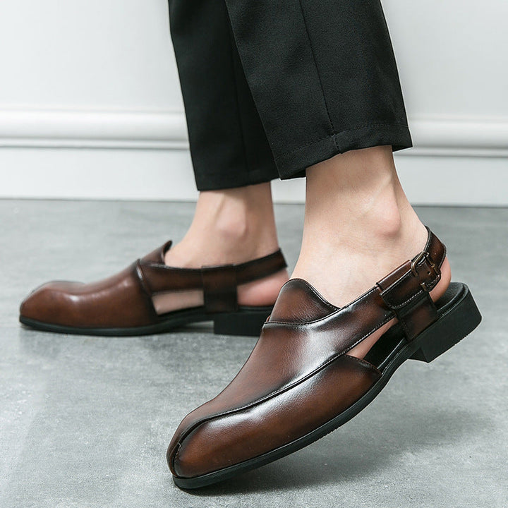 Damen elegante Leder-Mokassins mit verstellbarem Riemen Drune