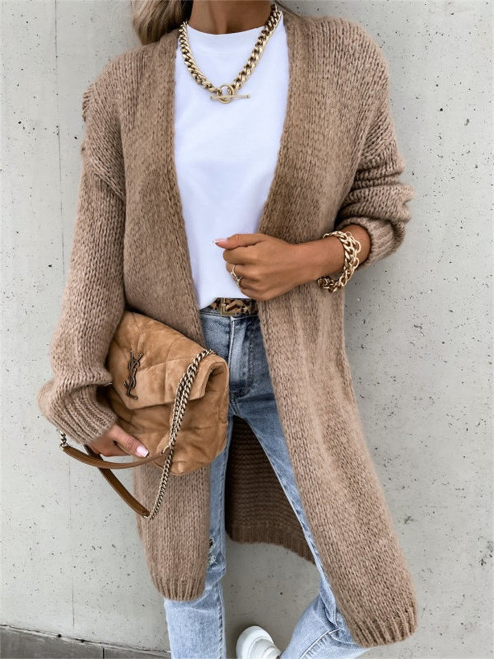 Damen Strickcardigan im Grobstrick-Stil mit offenem Design Drune