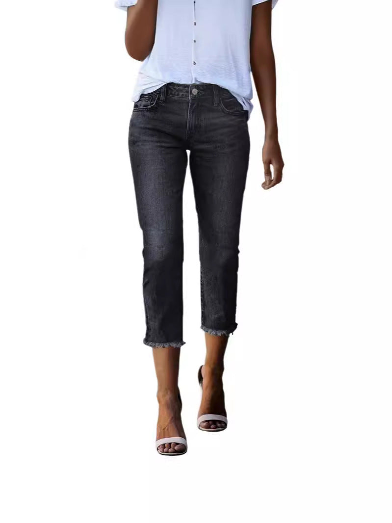 Damen zeitlose Jeans im modernen Schnitt mit cropped Bein Drune