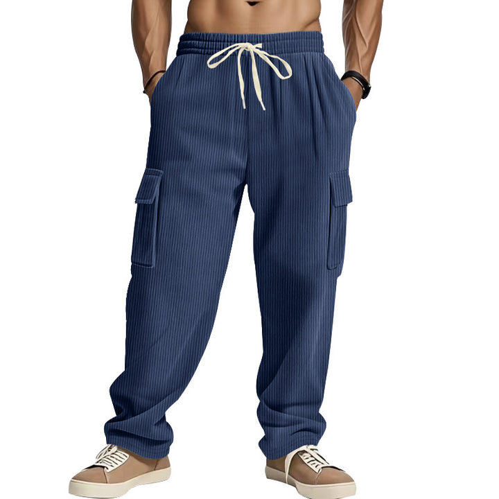 Herren lässige Cargohose mit praktischen Taschen und elastischem Bund Drune
