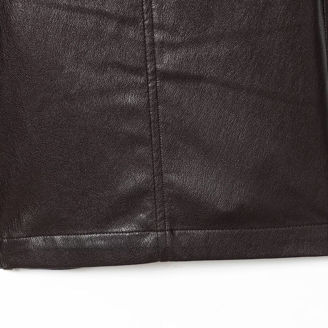Damen Kunstleder Shorts mit elastischem Bund und modischen Details Drune