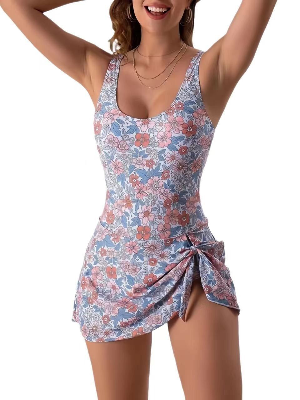 Damen Strandkleid Badeanzug mit floralem Design Drune