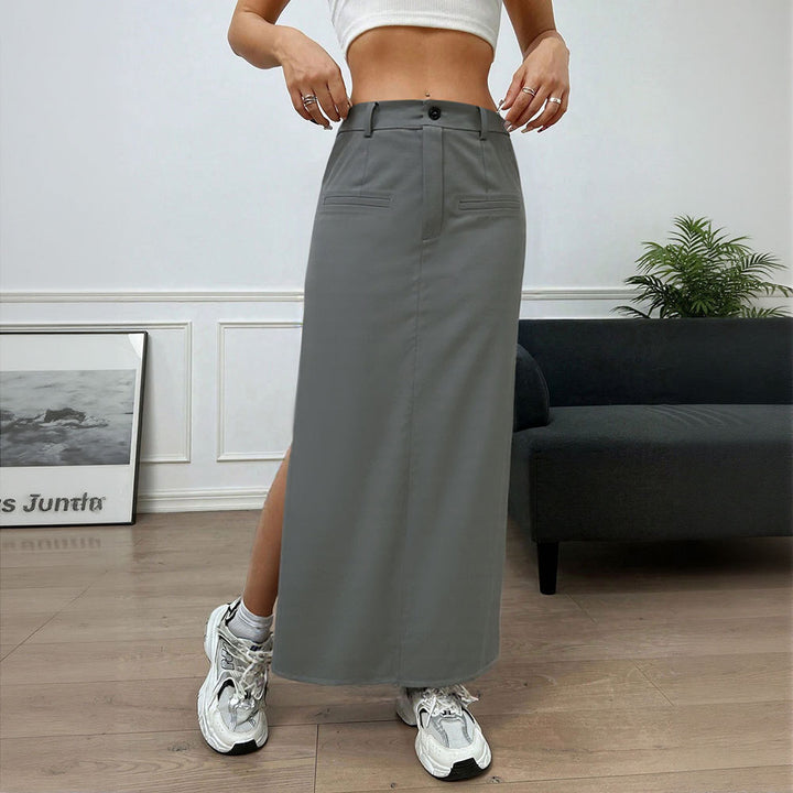 Damen langer Rock mit seitlichem Schlitz Drune