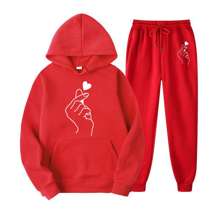 Damen Jogginganzug mit kreativem Herzmotiv und bequemer Passform Drune