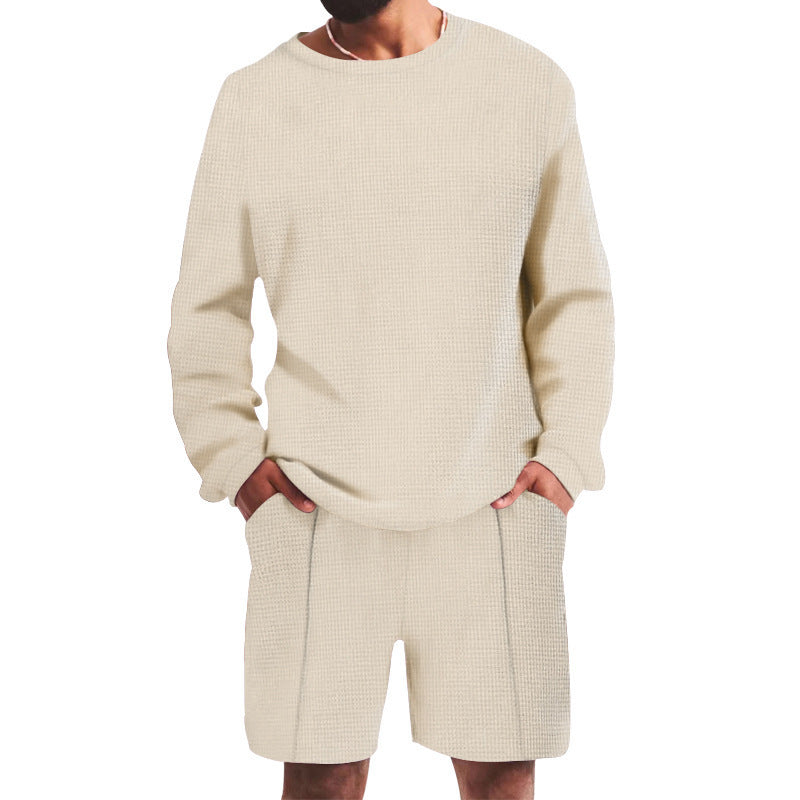 Herren lässiges Sweatshirt- und Shorts-Set mit strukturiertem Design Drune