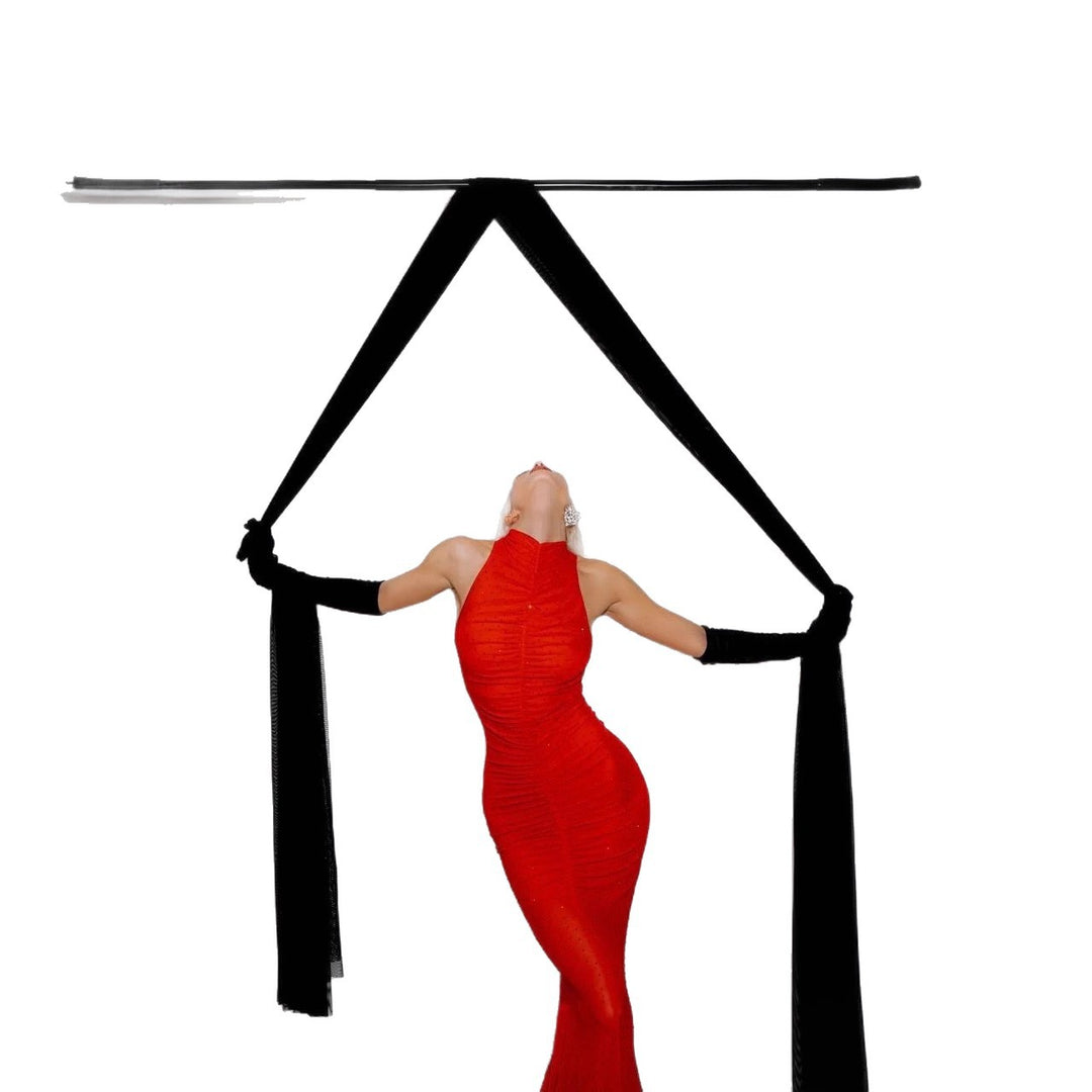 Damen Elegantes langes Abendkleid mit Raffung und schimmernden Akzenten Drune