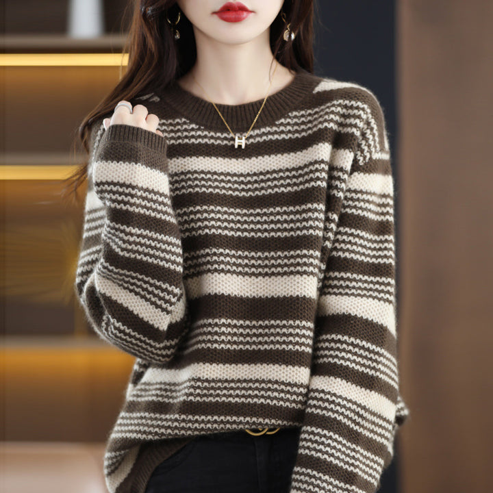 Damen gemusterter Strickpullover Drune