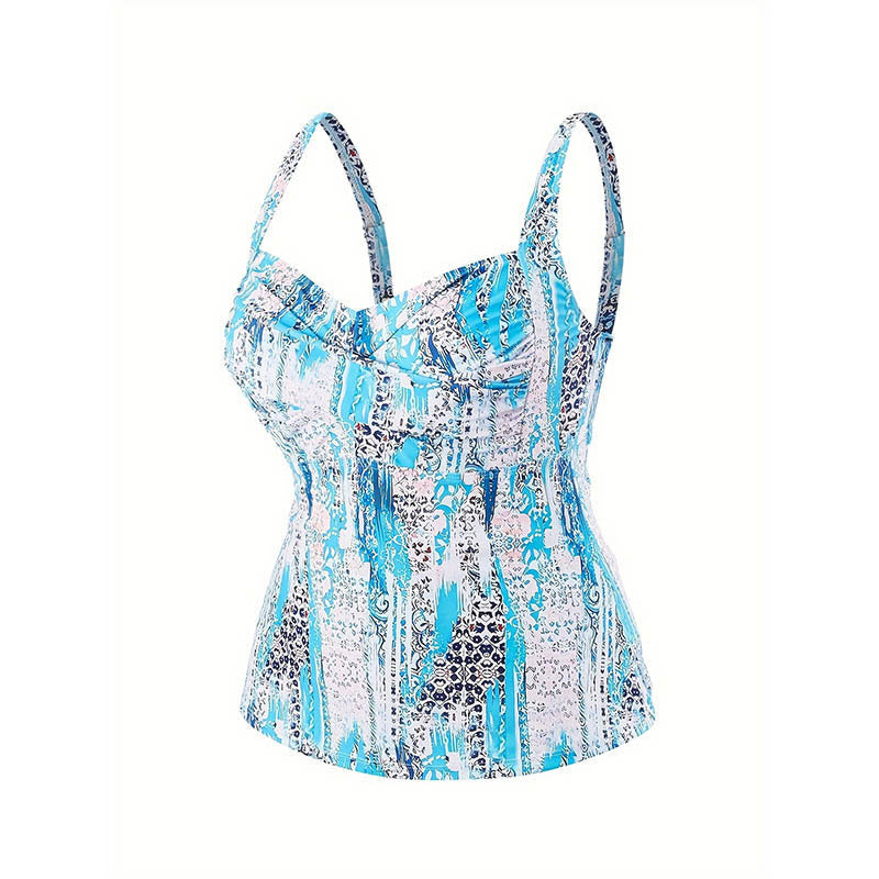 Damen Tankini-Oberteil mit modischem Schnitt und unterstützenden Raffungselementen Drune