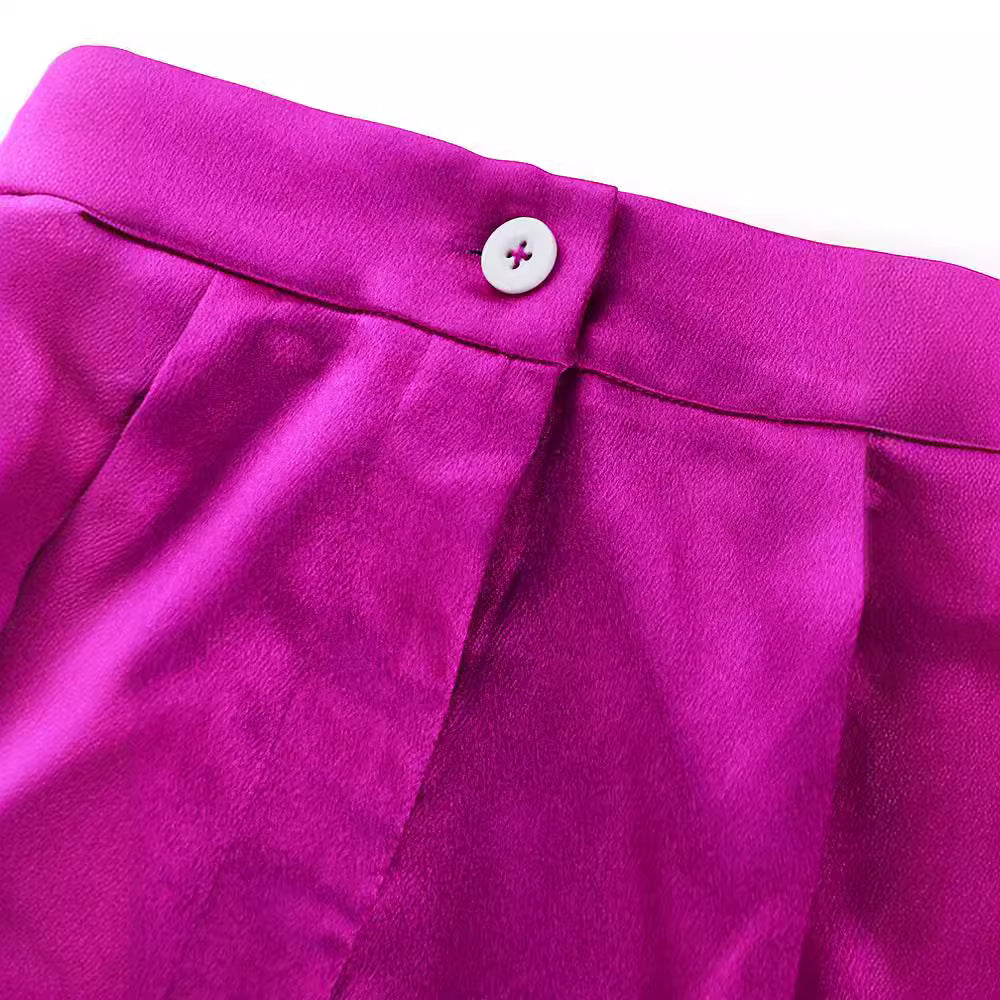 Damen elegante Satin-Hose mit weitem Schnitt Drune