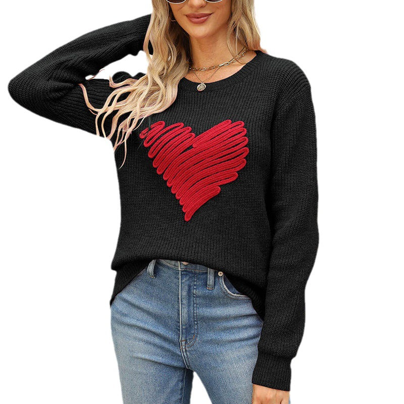 Damen Strickpullover mit Herz-Applikation Drune