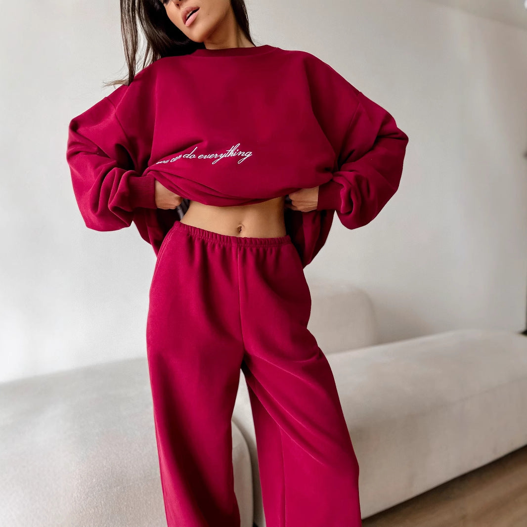 Damen bequemer Freizeit-Sweatanzug mit elastischem Bund und oversized Schnitt Drune
