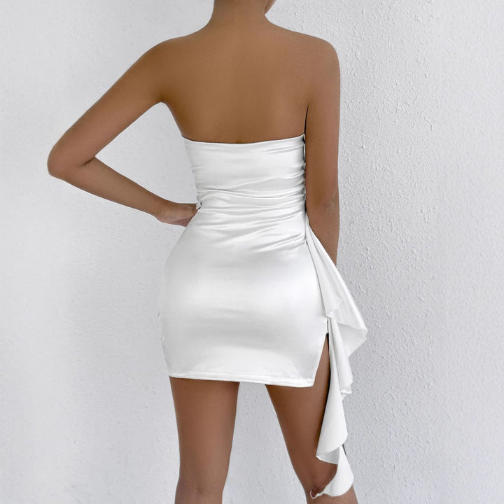 Damen Elegantes Minikleid mit seitlicher Raffung und asymmetrischem Saum Drune