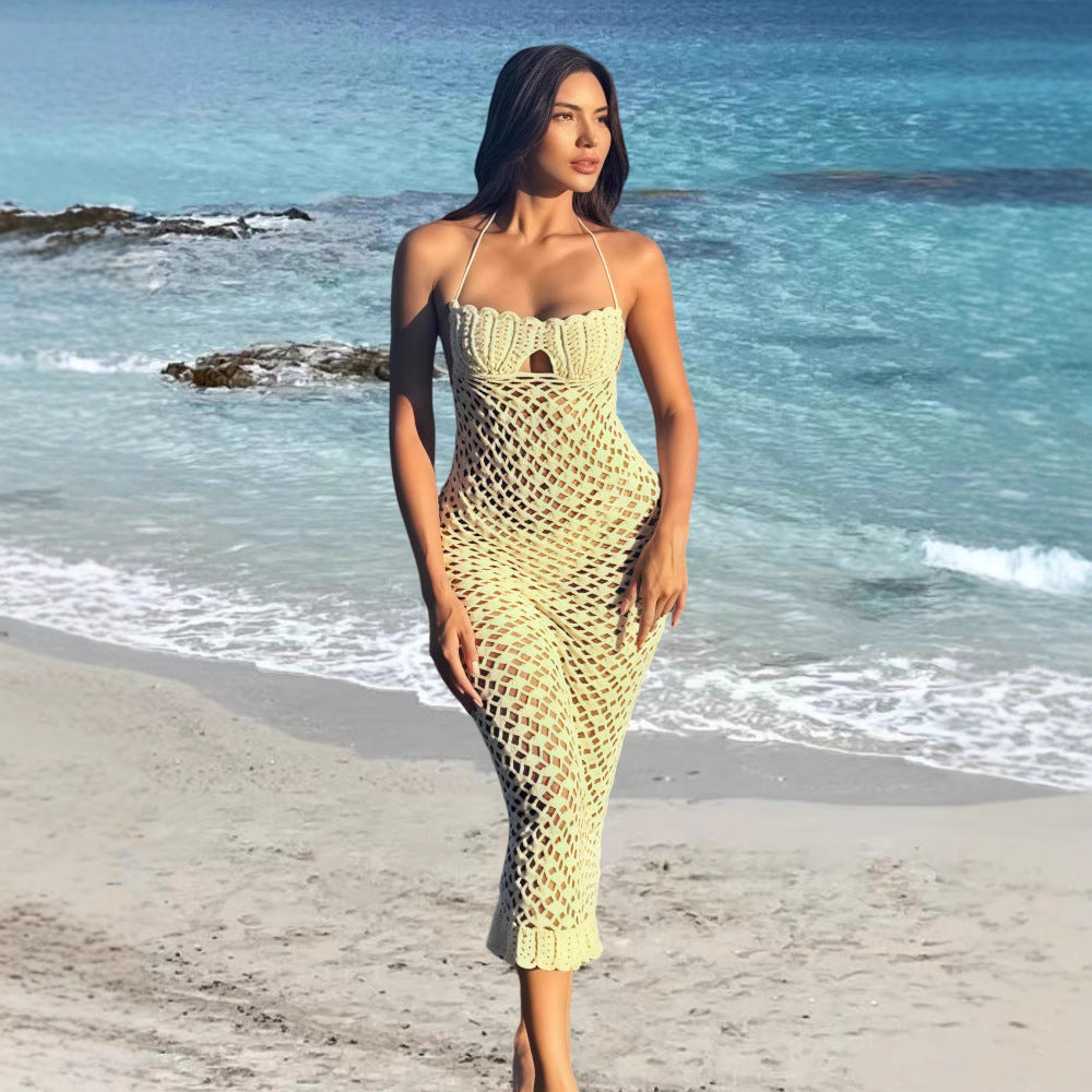 Damen Häkelstrandkleid mit verführerischem Off-Shoulder Design und luftigen Details Drune