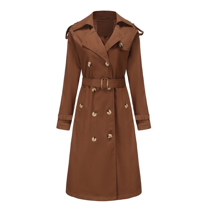 Damen nan Trenchcoat mit doppelreihiger Knopfleiste, Taillengürtel und Schulterklappen Drune