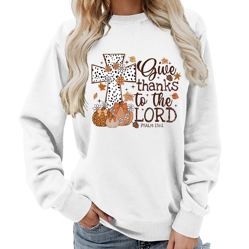 Damen Sweatshirt mit kreativem Kreuz-Aufdruck und herbstlichem Design Drune