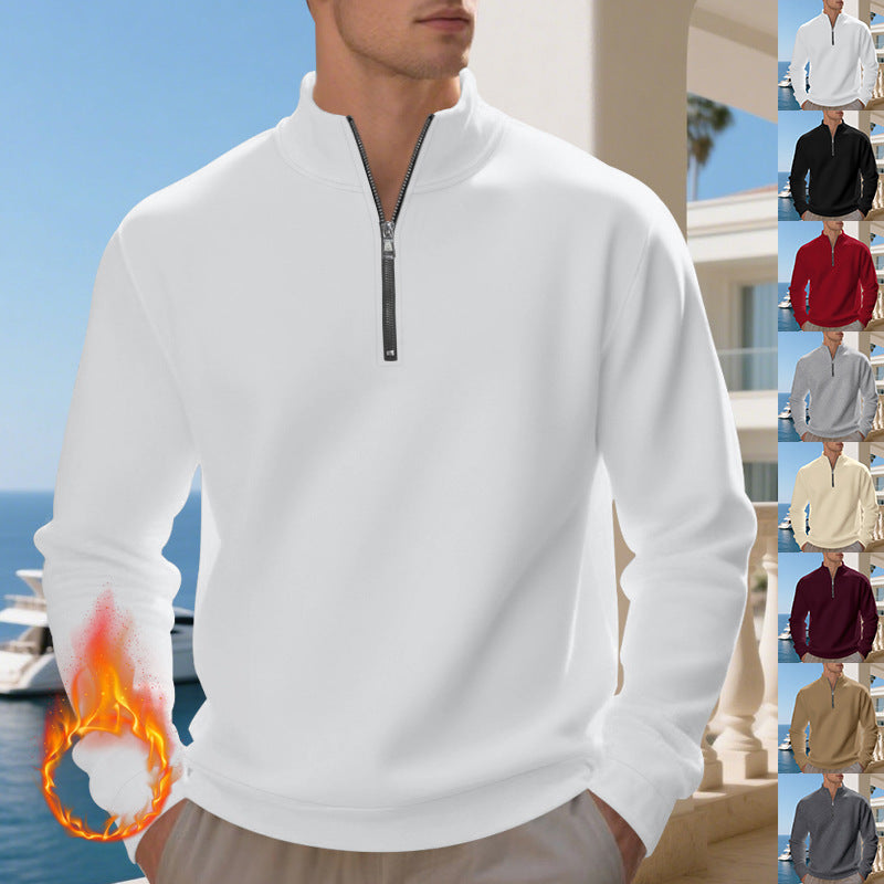 Herren lässiger Stehkragenpullover mit funktionalem Reißverschluss Drune