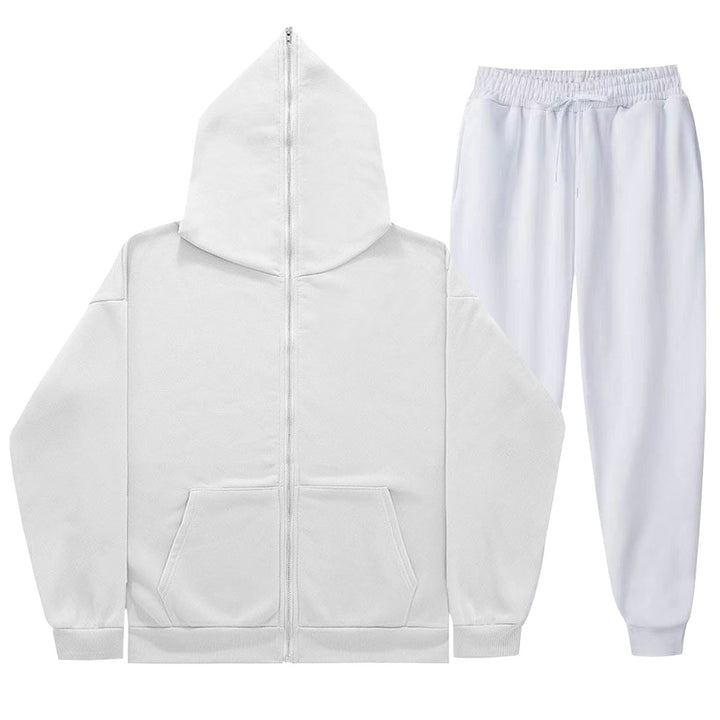 Unisex nan leichter French-Terry Zip-Hoodie und tapered Jogginghose Set mit Raglanärmeln, Kängurutasche und elastischem Komfortbund Drune